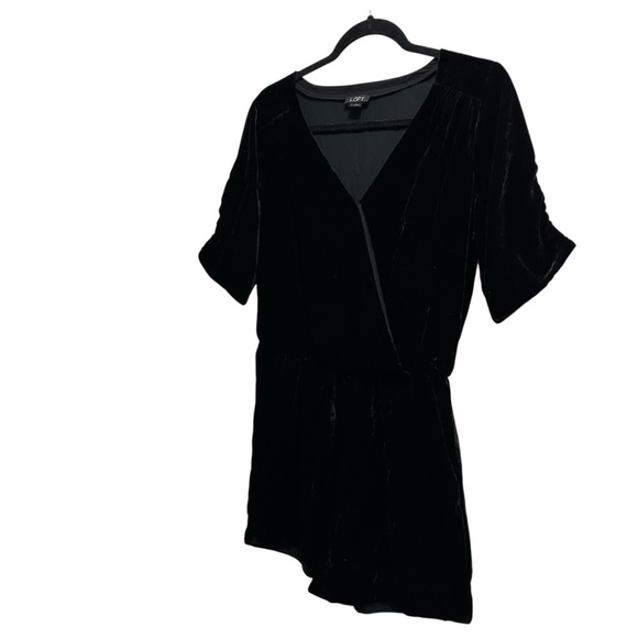 LOFT black velvet crossover neck v neck romper 4 - Picture 4 of 14